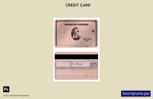 listo para imprimir plantilla de tarjeta de metal en oro rosa Amex del banco de 